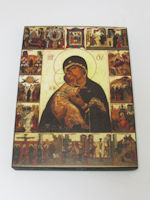 Православная икона Владимирская Божья Матерь с клеймами