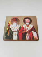 Православная икона Святитель Спиридон и Николай Чудотворец